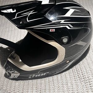 Thor Black and White Racing Helmet